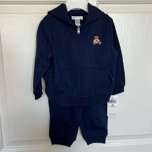 Ralph Lauren 18 month Baby Bear set, pant and hoodie top with 2 pockets. NEW !!!